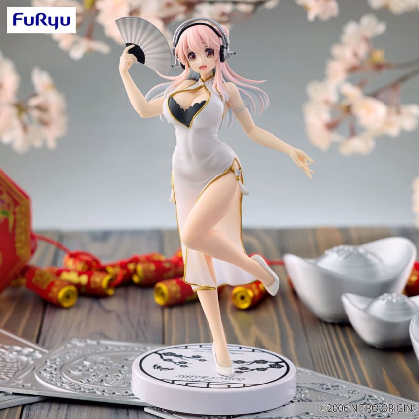 Super Sonico Trio-Try-iT PVC Statue White China Dress Ver. 21 cm by Furyu - Super Sonico