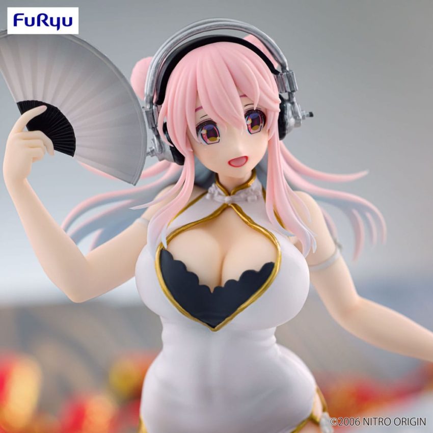 Super Sonico Trio-Try-iT PVC Statue White China Dress Ver. 21 cm by Furyu - Super Sonico