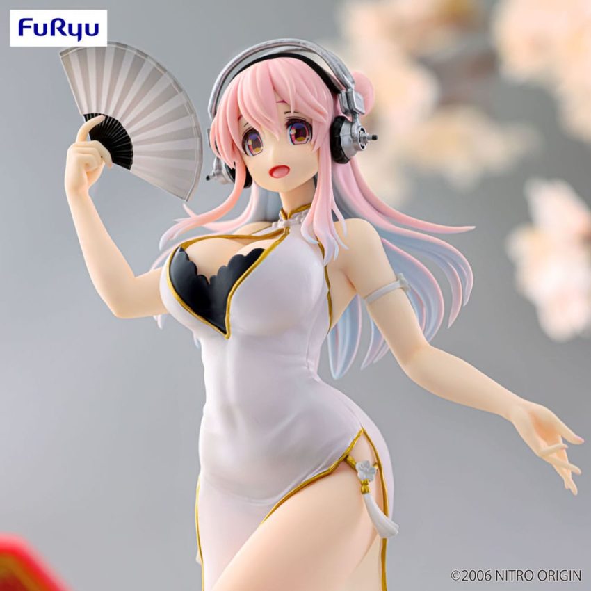 Super Sonico Trio-Try-iT PVC Statue White China Dress Ver. 21 cm by Furyu - Super Sonico