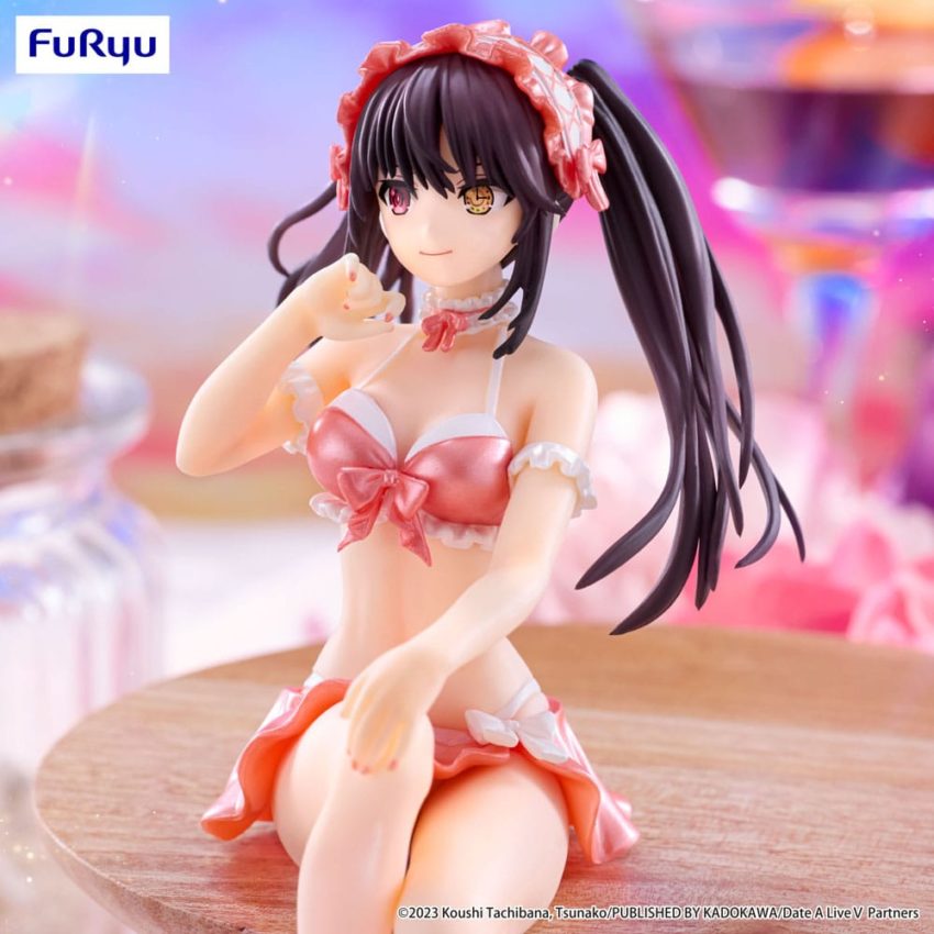 Date A Live V Noodle Stopper PVC Statue Kurumi Tokisaki Swimsuit Pastel Red Color Ver. 15 cm by Furyu - Date A Live