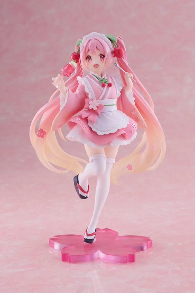 Hatsune Miku PVC Statue Newley Written Sakura Miku Japanese Cafe Ver. Reissue 18 cm by Taito Prize - Hatsune Miku