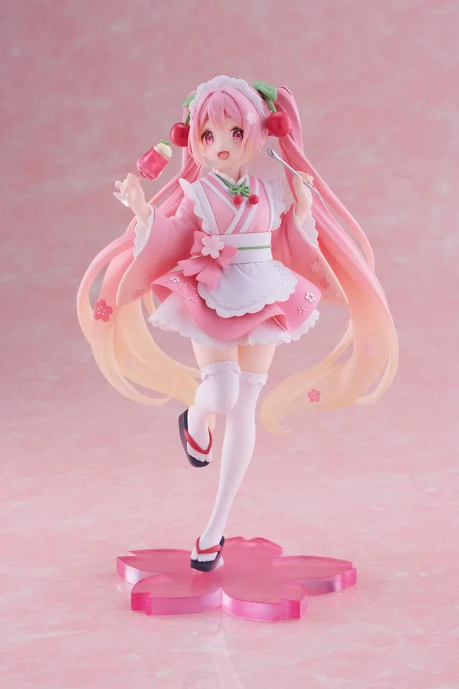 Hatsune Miku PVC Statue Newley Written Sakura Miku Japanese Cafe Ver. Reissue 18 cm by Taito Prize - Hatsune Miku