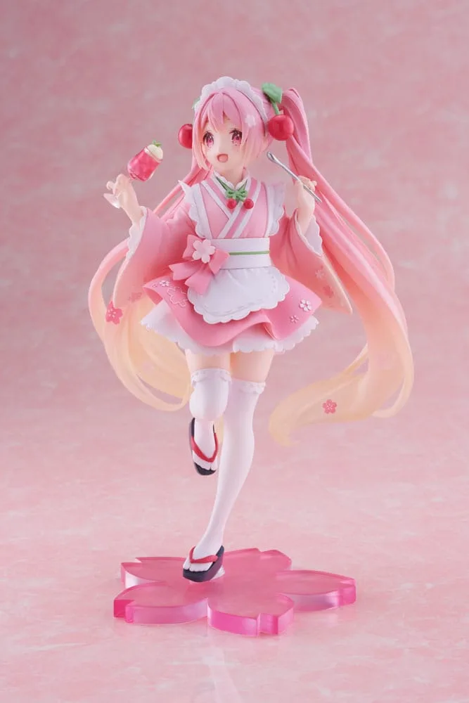 Hatsune Miku PVC Statue Newley Written Sakura Miku Japanese Cafe Ver. Reissue 18 cm by Taito Prize - Hatsune Miku