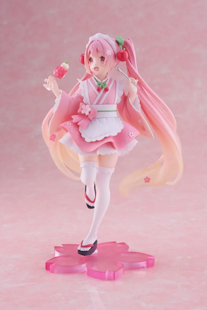 Hatsune Miku PVC Statue Newley Written Sakura Miku Japanese Cafe Ver. Reissue 18 cm by Taito Prize - Hatsune Miku