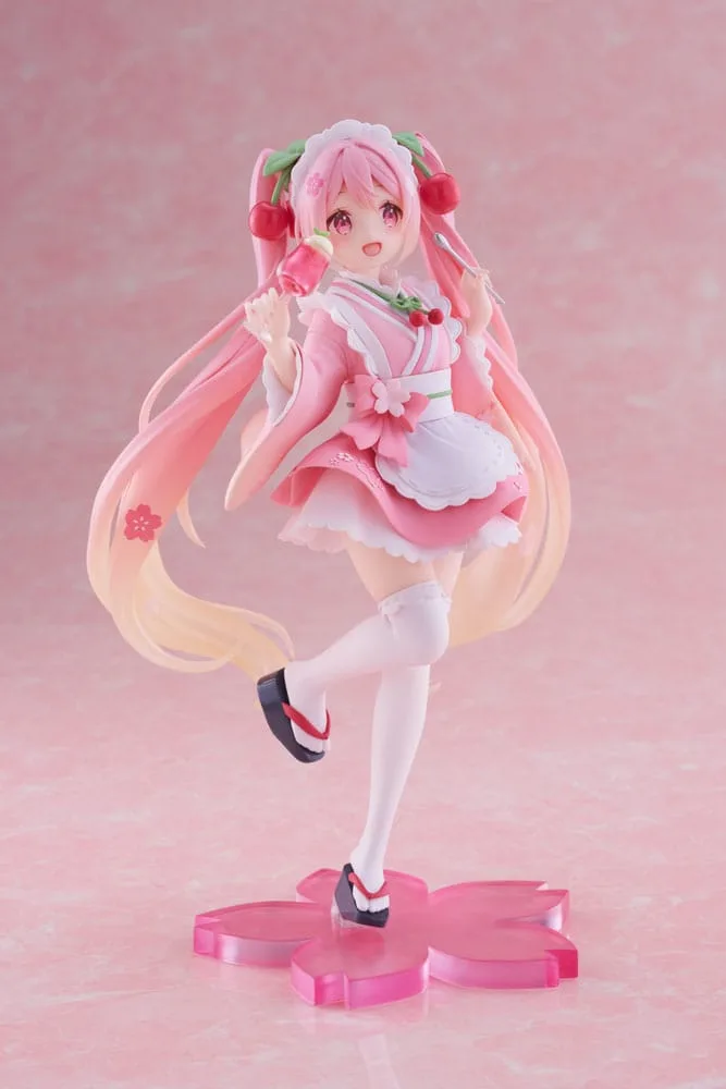 Hatsune Miku PVC Statue Newley Written Sakura Miku Japanese Cafe Ver. Reissue 18 cm by Taito Prize - Hatsune Miku