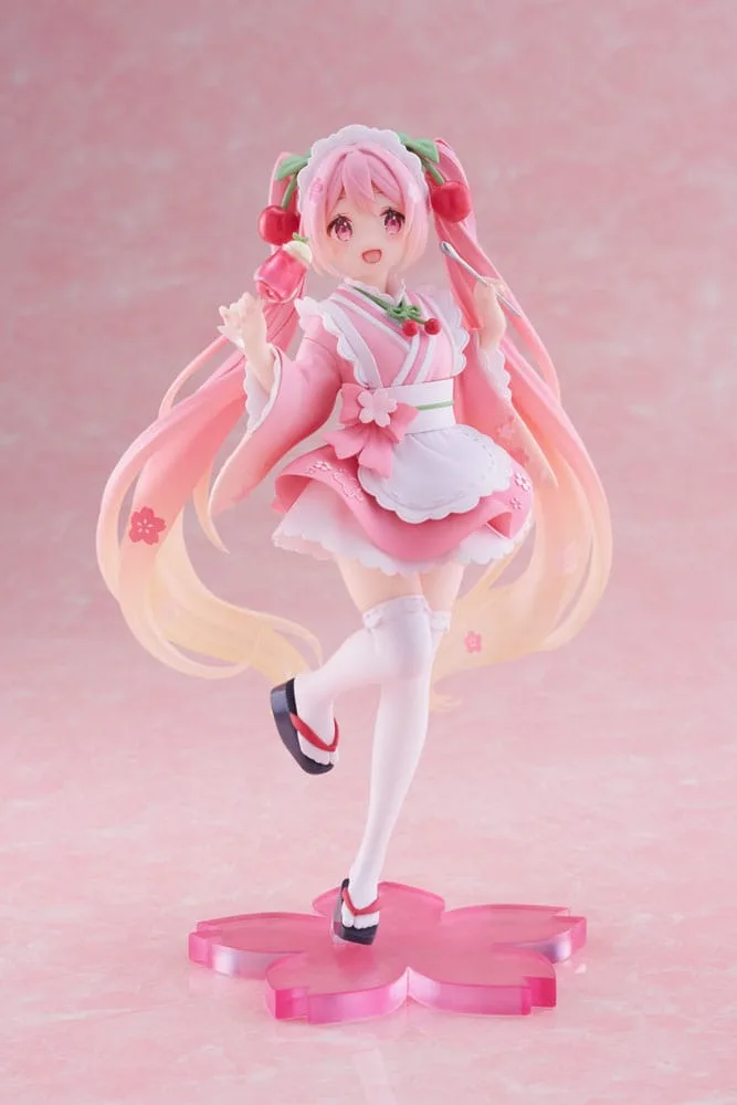 Hatsune Miku PVC Statue Newley Written Sakura Miku Japanese Cafe Ver. Reissue 18 cm by Taito Prize - Hatsune Miku