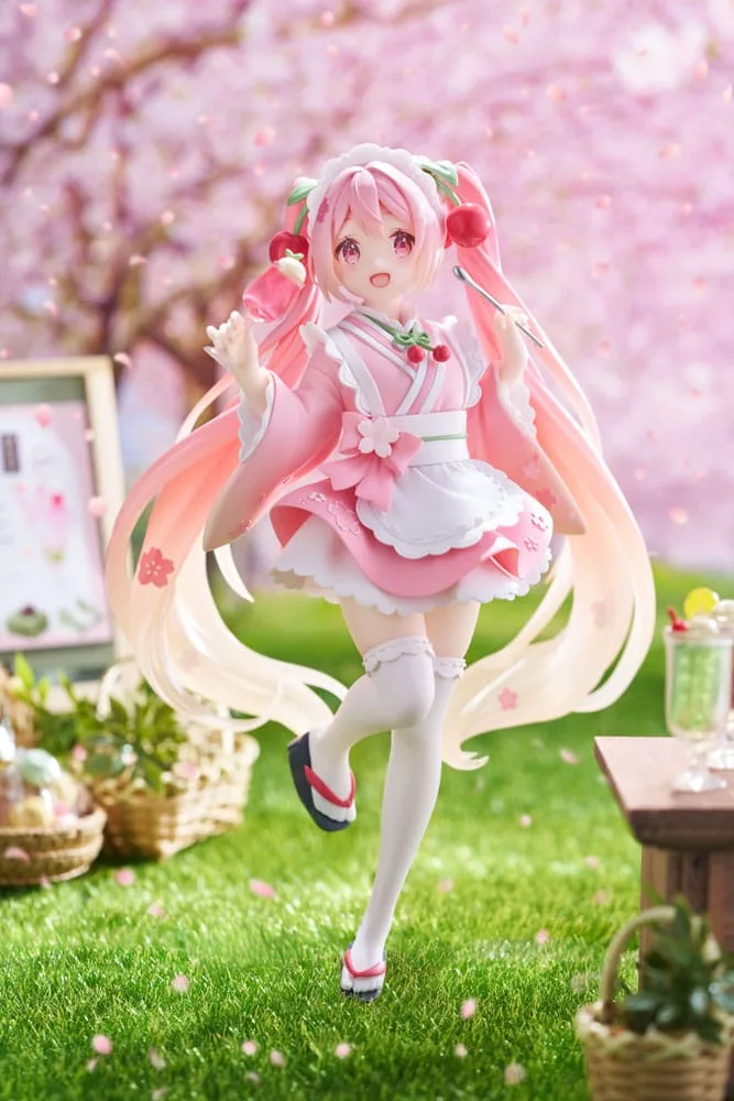 Hatsune Miku PVC Statue Newley Written Sakura Miku Japanese Cafe Ver. Reissue 18 cm by Taito Prize - Hatsune Miku