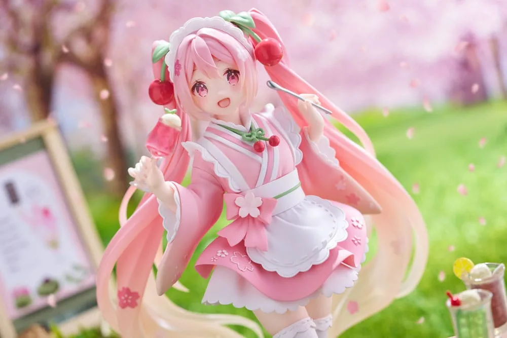 Hatsune Miku PVC Statue Newley Written Sakura Miku Japanese Cafe Ver. Reissue 18 cm by Taito Prize - Hatsune Miku