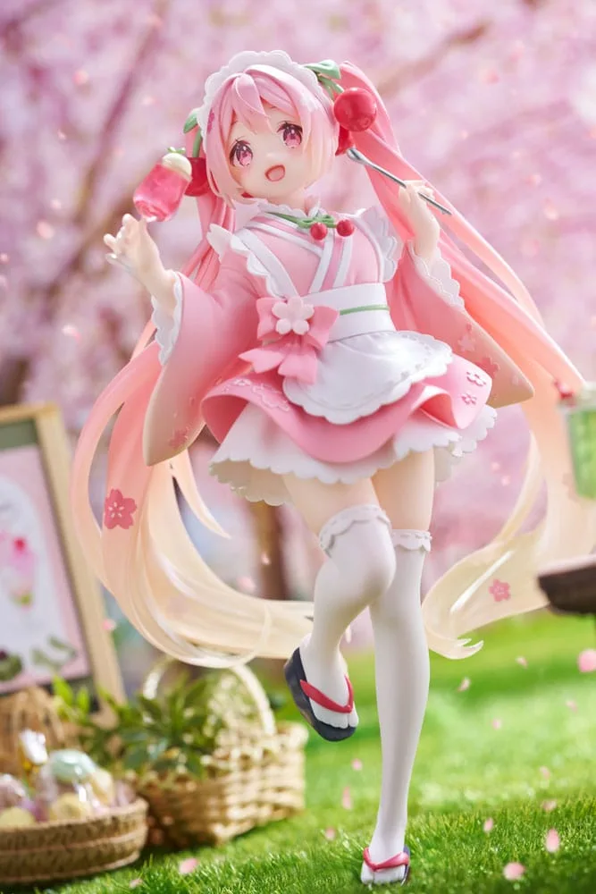 Hatsune Miku PVC Statue Newley Written Sakura Miku Japanese Cafe Ver. Reissue 18 cm by Taito Prize - Hatsune Miku