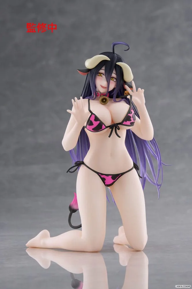 Overlord PVC Statue Desktop Cute Figure Albedo Cow-Print Swimsuit Ver. Renewal 13 cm by Taito Prize - Overlord