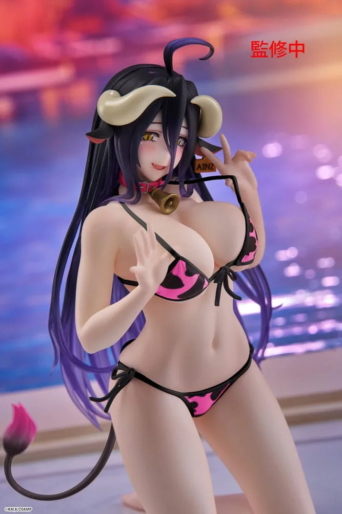 Overlord PVC Statue Desktop Cute Figure Albedo Cow-Print Swimsuit Ver. Renewal 13 cm by Taito Prize - Overlord