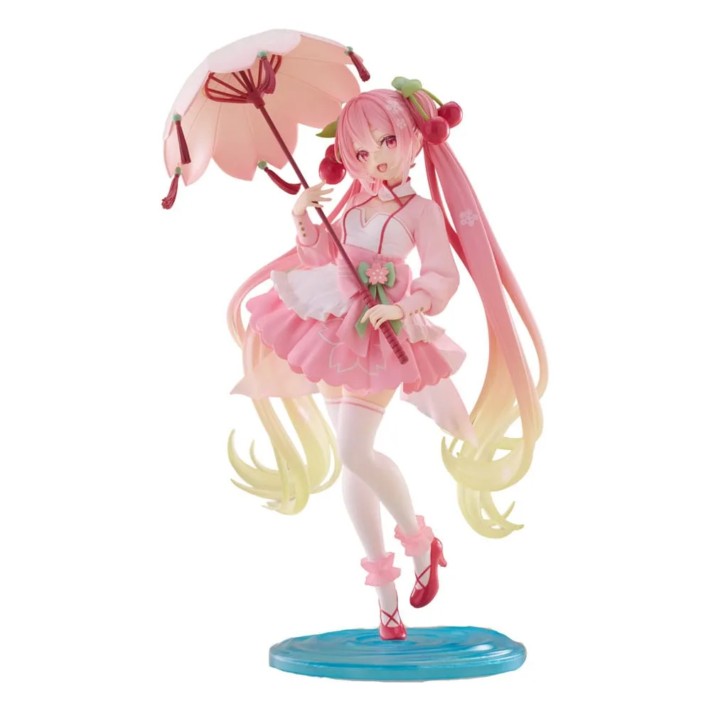 Hatsune Miku AMP PVC Statue Newley Written Sakura Miku Sakura Dress Ver. 21 cm by Taito Prize - Hatsune Miku
