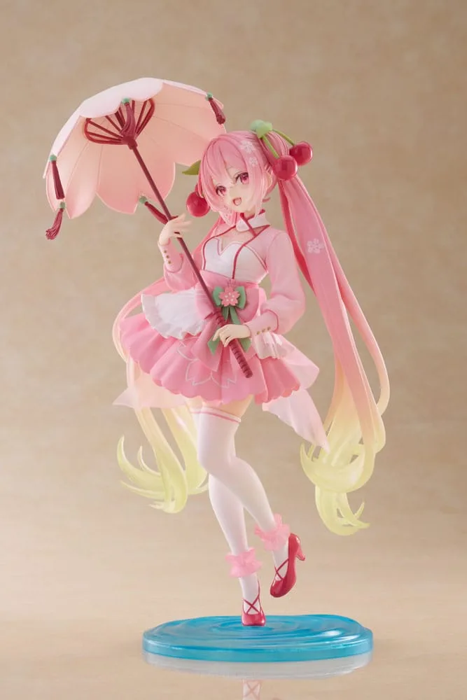 Hatsune Miku AMP PVC Statue Newley Written Sakura Miku Sakura Dress Ver. 21 cm by Taito Prize - Hatsune Miku