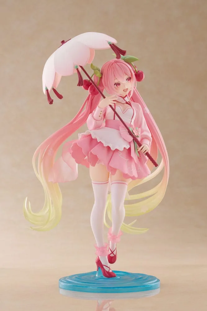 Hatsune Miku AMP PVC Statue Newley Written Sakura Miku Sakura Dress Ver. 21 cm by Taito Prize - Hatsune Miku