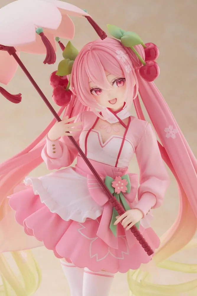 Hatsune Miku AMP PVC Statue Newley Written Sakura Miku Sakura Dress Ver. 21 cm by Taito Prize - Hatsune Miku