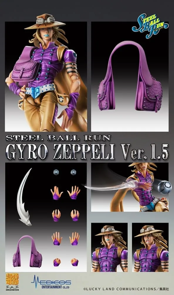 jojos-bizarre-adventure-part-7-steel-ball-run-super-action-action-figure-chozokado-gyro-zeppeli-ver15-16-cm-4573699559594-9-jpg JoJo's Bizarre Adventure Part 7: Steel Ball Run Super Action Action Figure Chozokado Gyro Zeppeli Ver.1.5 16 cm by Medicos Entertainment - JoJo´s Bizarre Adventure