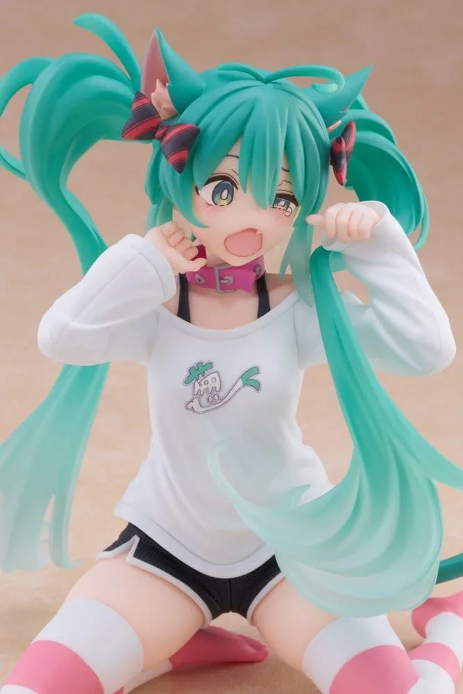 Hatsune Miku PVC Statue Desktop Cute Figure Hatsune Miku Cat Ear T-Shirt Ver. 13 cm by Taito Prize - Hatsune Miku