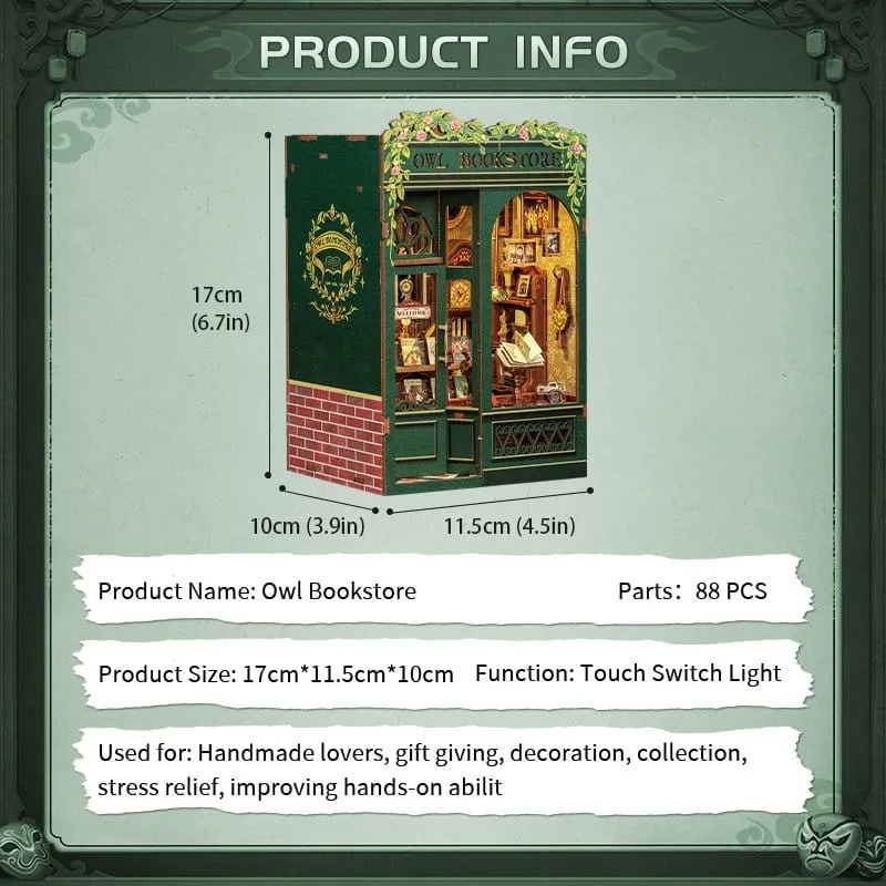 Book Nook Owl Bookstore 17 x 12 cm by CuteBee - Other