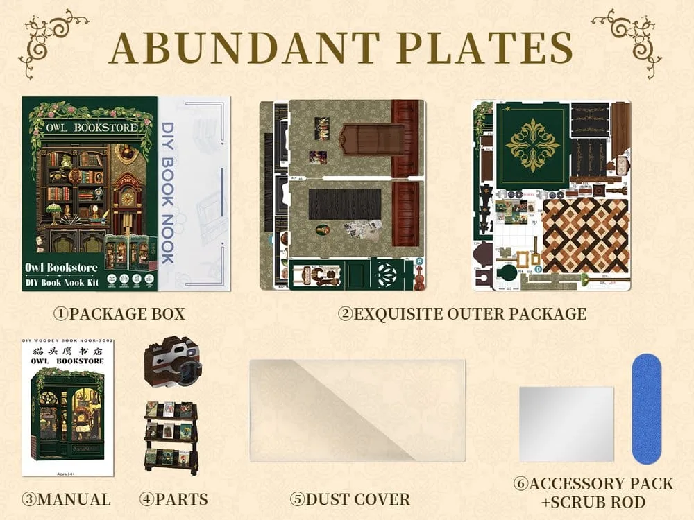 Book Nook Owl Bookstore 17 x 12 cm by CuteBee - Other