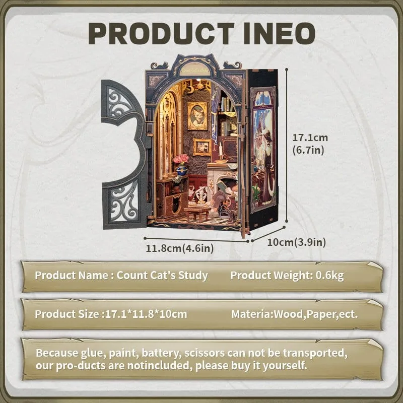 Book Nook Count Cat´s Study 17 x 12 cm by CuteBee - Other