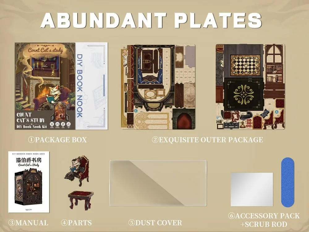 Book Nook Count Cat´s Study 17 x 12 cm by CuteBee - Other