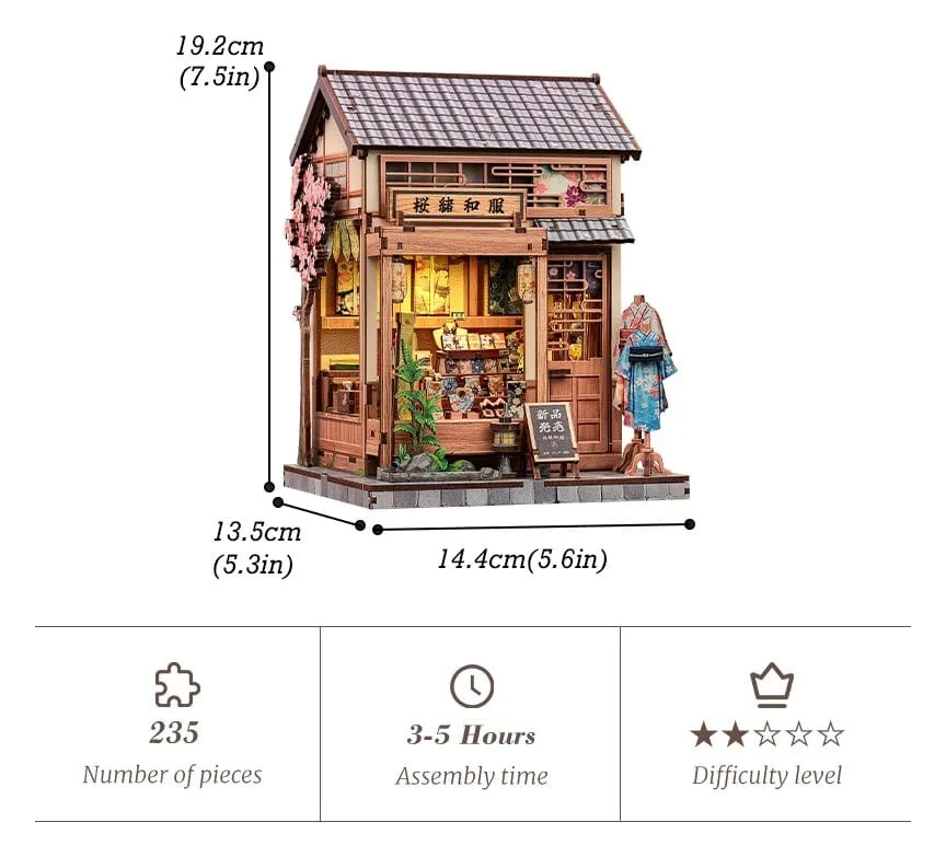 Miniature House Model Kit Sakura O Kimono Shop 19 x 14 cm by CuteBee - Other