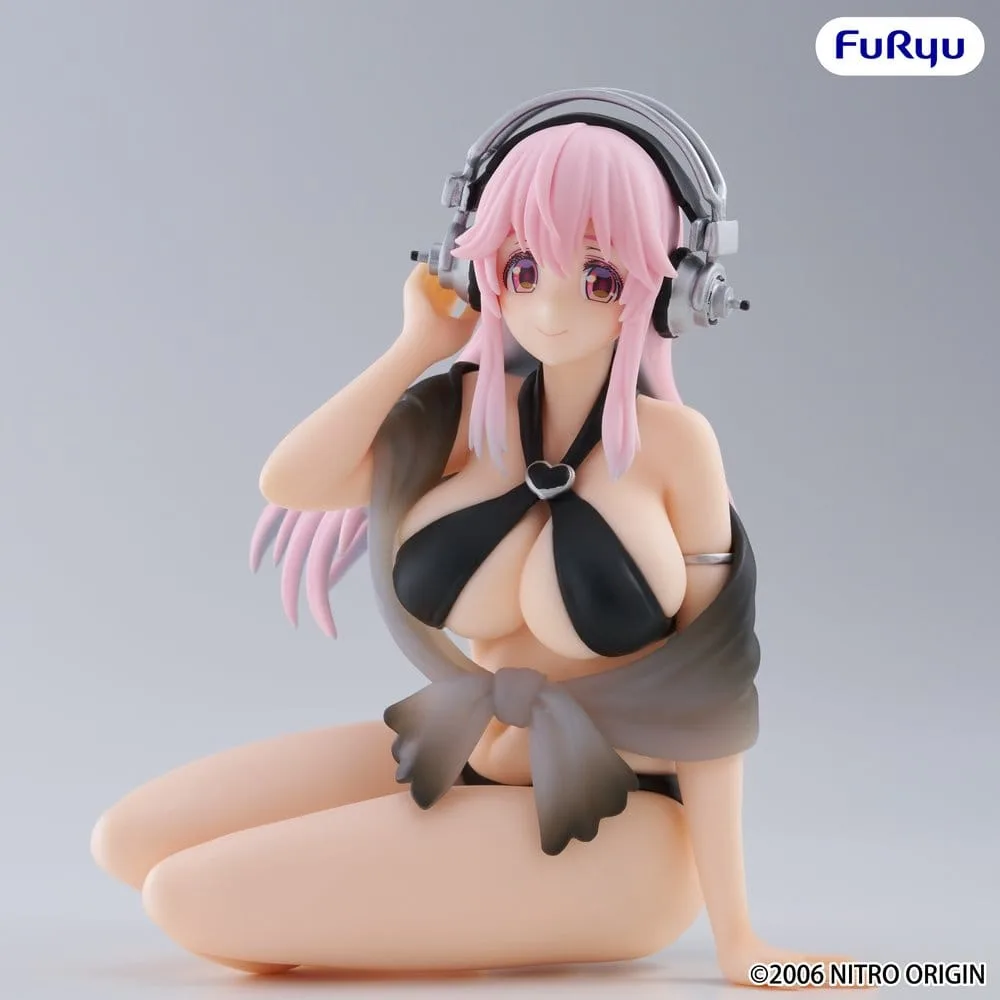 Super Sonico Noodle Stopper PVC Statue Super Sonico Swimsuit Black Color Ver. 10 cm by Furyu - Super Sonico