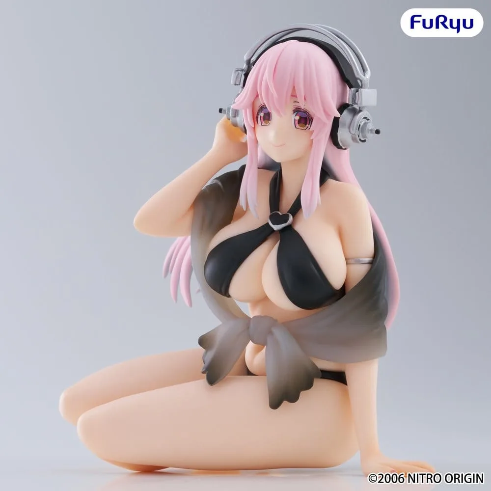 Super Sonico Noodle Stopper PVC Statue Super Sonico Swimsuit Black Color Ver. 10 cm by Furyu - Super Sonico