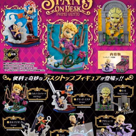 JoJo's Bizarre Adventure Mini Figures Stand on Desk — Prime Vento Blind Box Display (6) by Re-Ment - JoJo´s Bizarre Adventure